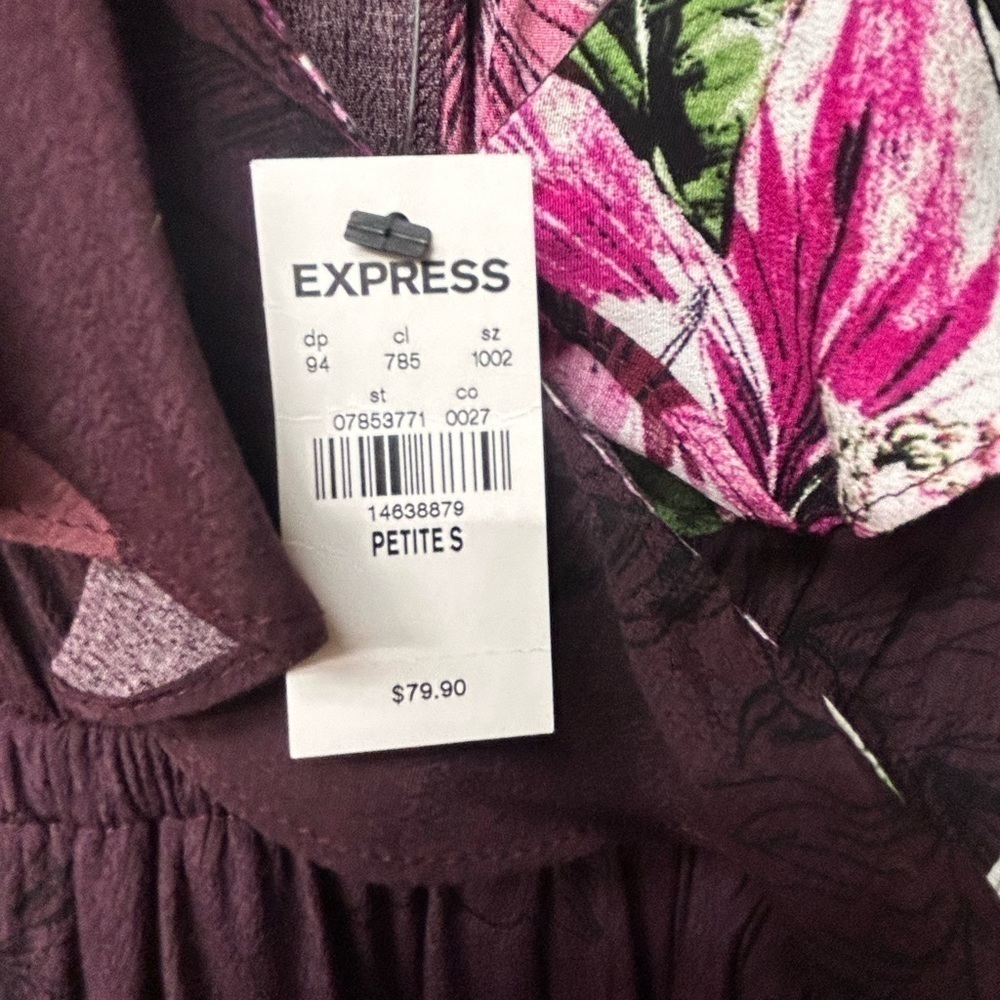 - NWT Express Floral Midi Ruffle Dress - Picture 3 of 5